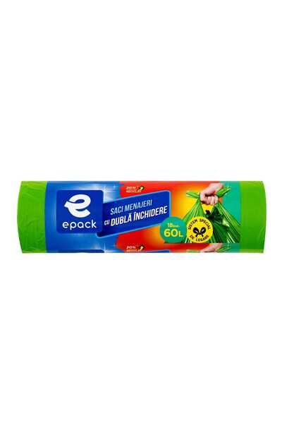 Epack Epack double-sealed garbage bags, 60 L, roll of 18 pieces