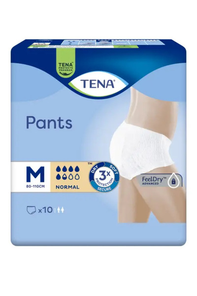TENA Adult incontinence pants type diapers Pants Normal, Unisex, M, 10 pcs