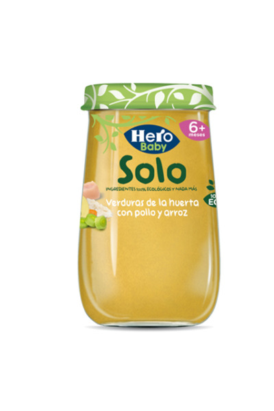 Hero Piure de legume cu pui si orez 100%Bio +6luni Baby Solo 190g