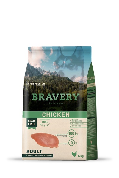 Bravery Hrana uscata pentru caini Bravery, cu pui, 4kg