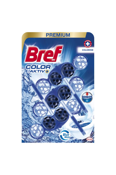 Bref Odorizant Toaleta Color Aktiv Premium Chlorine Blue 3 x 50g
