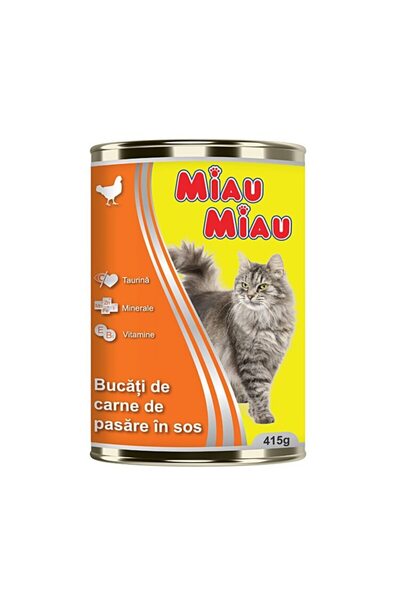 MIAU MIAU Hrana umeda pentru pisici Miau-Miau, Vita, Conserva 415g