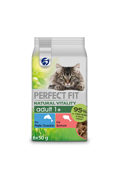 Perfect Fit Hrana umeda Perfect Fit Vitality pentru pisici cu peste oceanic si somon 6x50g