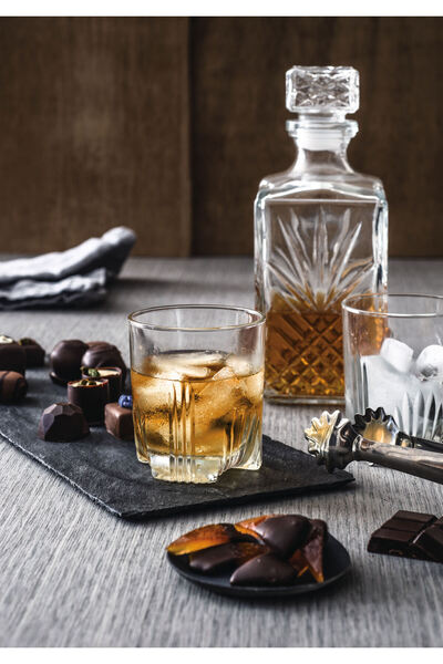 BORMIOLI Set of 6 Selecta Bormioli decanter and glasses, glass, Transparent