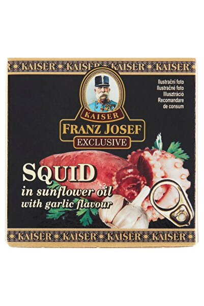 Kfj Calamar in ulei Kfg cu aroma de usturoi 80g