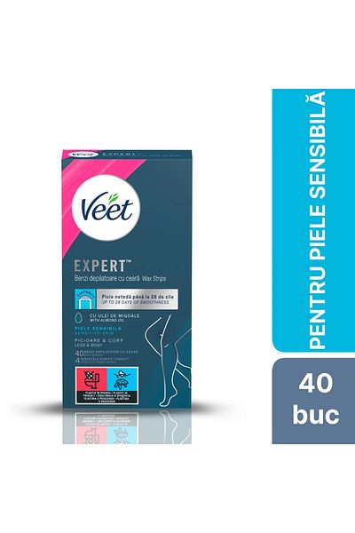 Veet Expert depilatory wax strips for body and legs, 40 pieces