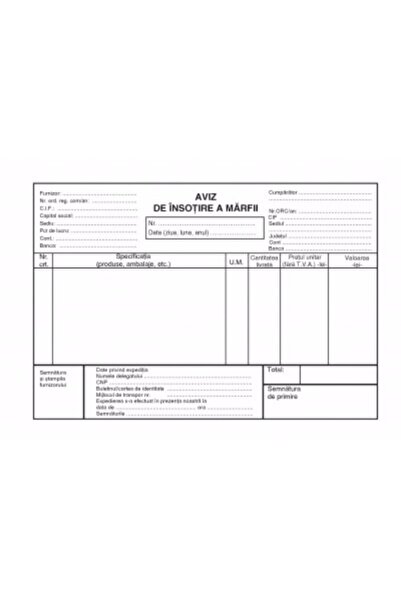 Dacris Goods Accompanying Notice, carbonless paper, A5 format