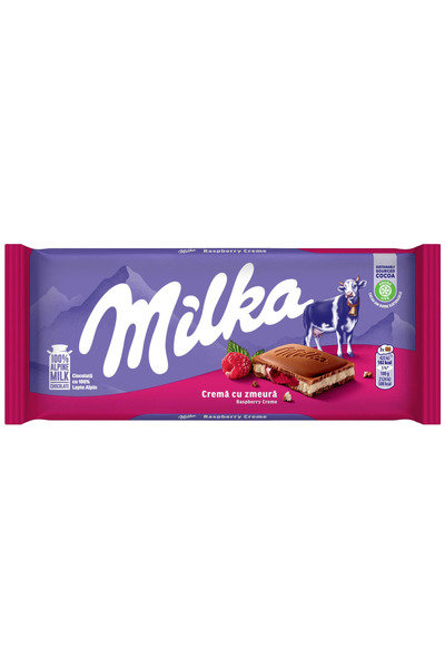 Milka Ciocolata umpluta cu crema zmeura 100g