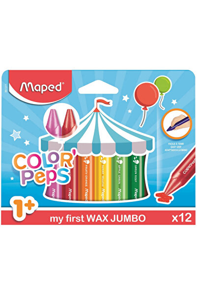 Maped Set of 12 Color'Peps My First Jumbo Wax Crayons, Multicolor