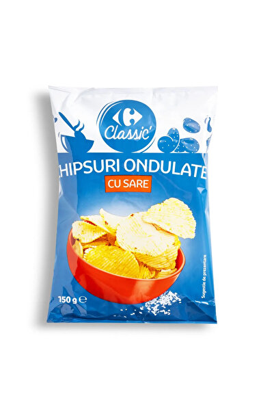 Crf Clasic Chipsuri ondulate cu sare Carrefour Classic, 150g