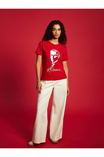 LC Waikiki Crew Neck Ataturk Themed Women's T-Shirt