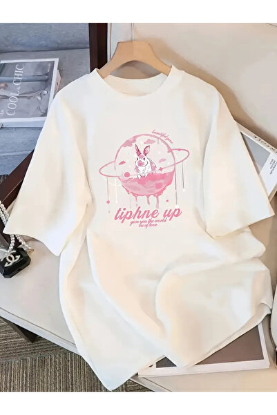 Aether تي شيرت مطبوع بأكمام قصيرة ومقاس كبير ممتاز