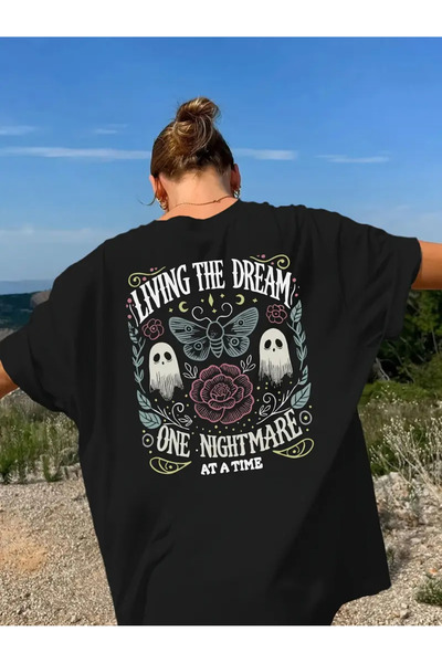 Aether تي شيرت مطبوع بأكمام قصيرة ومقاس كبير ممتاز