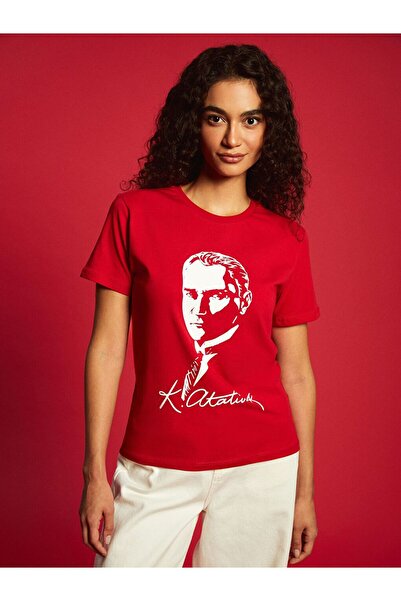 LC Waikiki Crew Neck Ataturk Themed Women's T-Shirt