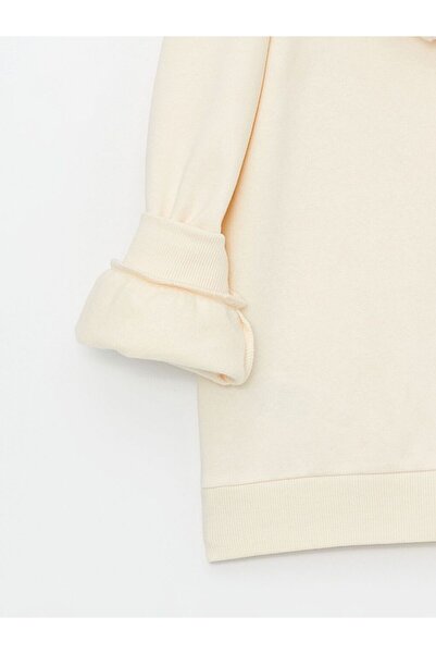 LC Waikiki Bej Kapüşonlu Kız Çocuk Kalın Sweatshirt