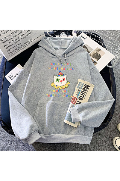 Tarzsokak Hanorace cu glugă cu desene animate cu clovn gri ~ ~ ~ ~ ~ ~ ~ ~ ~