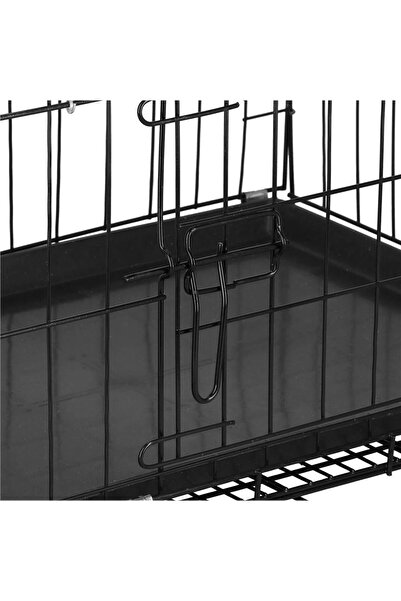 SERSIMO Cusca pentru animale, 2 usi, Pliabila din metal, XL, Negru, 93x67x56 cm