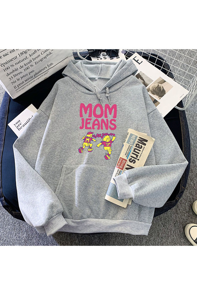 Tarzsokak Rochie grafică amuzantă gri Bandă Mom Jeans Bandă Hip Hop Streetwea...