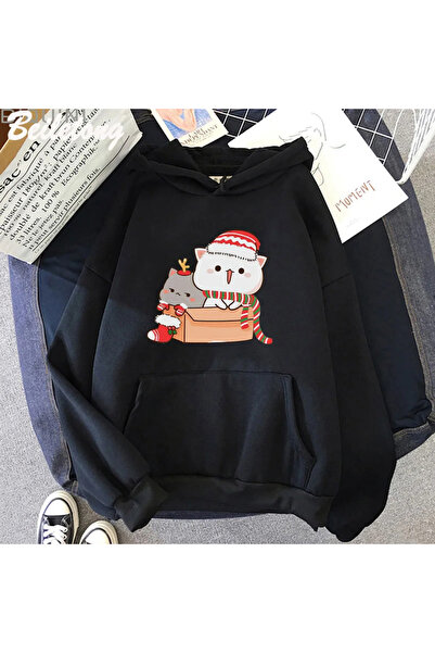 Tarzsokak Черна праскова и Гома Мочи котешка качулка Streetweed Коледна печат...