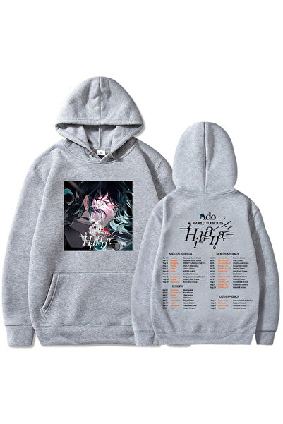 Tarzsokak أكمام طويلة من Moletom لجولة Ado World Tour اليابانية الرمادية