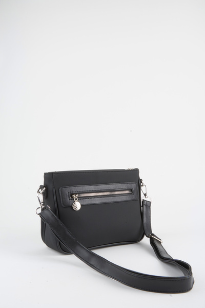 Vivaq Women's Lily Black 3 Compartment Lined Lacost Leather Zipper Closure Handbag and Shoulder Bag