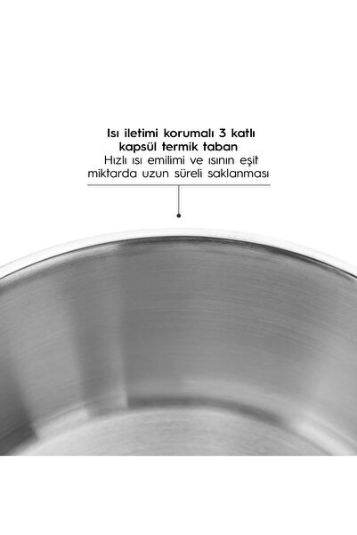 FARALYAHOME Nehir Silver Classic 8 Piece Steel Pot Set Silver Classic Vertical Model with 5 Years Warranty