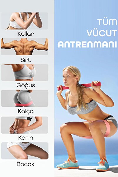 Telvesse 10Pcs Tera Set 5+15+25+35+45 kg + 5Li Pilates Resistance Band Barre Exercise Rubber Loop Band Blue Tone