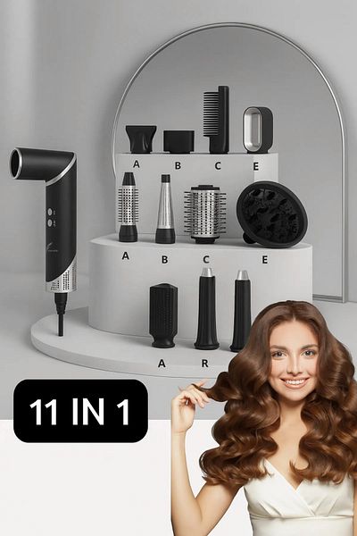 VERYFİT 11 رؤوس متعددة التصميم، مجفف شعر بتصميم هوائي، مجموعة متعددة الوظائف للغاية