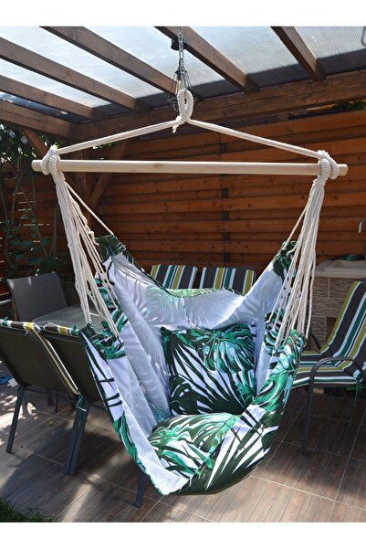 SERSIMO Hanging swing hammock for home or garden, floral, 130x100cm, 150kg