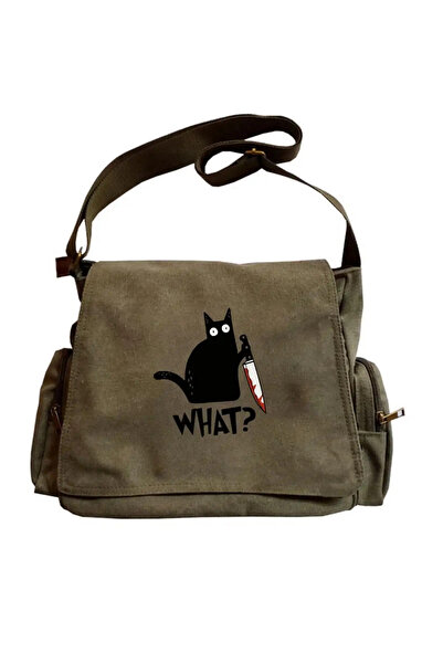 Gofeel Cute Cat Seriouse Baskılı Unisex Postacı Çantası