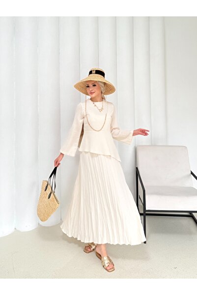 Melike Tatar Σετ λινό με φούστα 74-8204-1