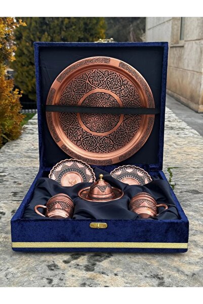 Sabit Bakırcılık 2 Li Kadife Kutulu Lüx Fincan Takımı