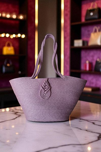KAAN HOME TEKSTİL Bervace Colorful Self-Cord Strap Natural Looking Vegan Beach Bag or Daily Bag
