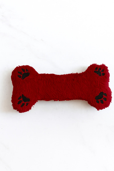 monox Wellsoft (Plush) Bone Shaped Paw Embroidered Dog Toy Standard Claret Red