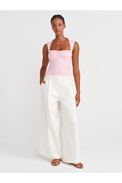 Dilvin 31780 Back Detailed Top-Dust Pink