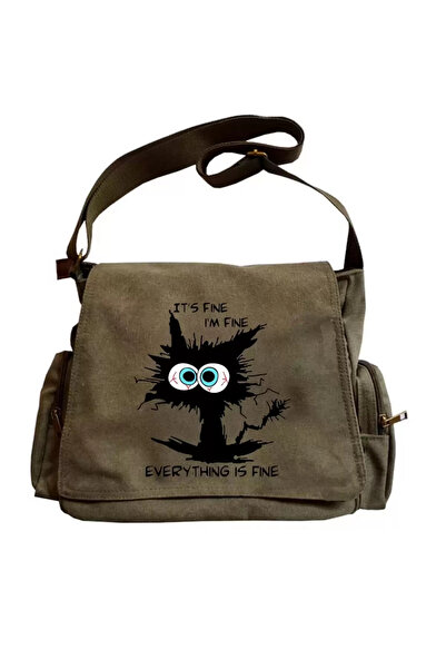 Gofeel Cute Cat Seriouse Baskılı Unisex Postacı Çantası