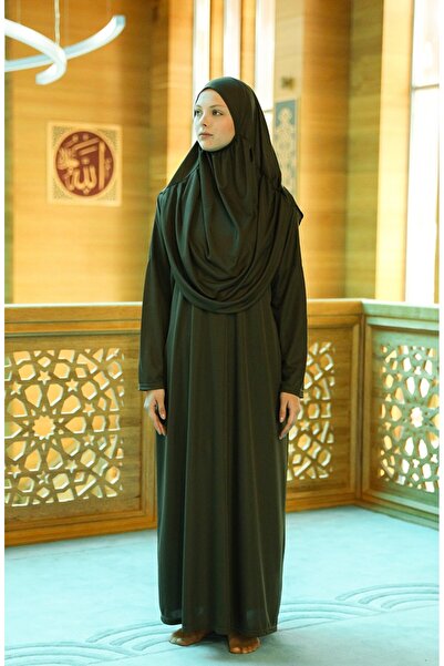 UnikaBoutigue Tek Parça Boydan Namaz Elbisesi Haki