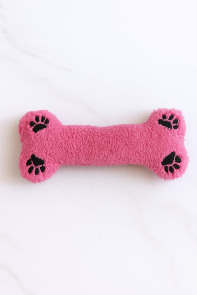 monox Wellsoft (Plush) Bone Shaped Paw Embroidered Dog Toy Standard Pink