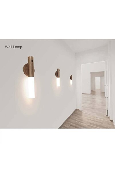 eR D L Lampă inteligentă cu magnet, detașabilă, cu senzor de mișcare, reîncărcabilă prin USB, lemn de frasin alb