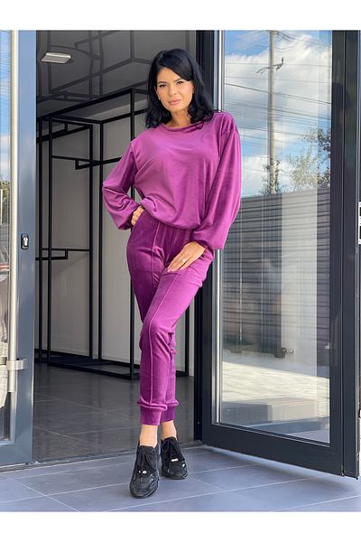 RAMONA BADESCU EXCLUSIVE Casual tracksuit in soft velvet with a loose blouse and tapered pants