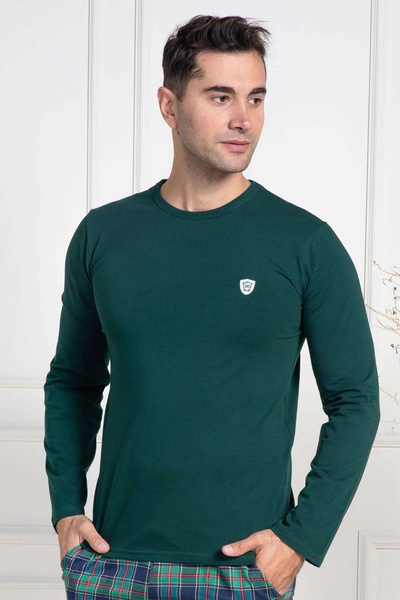 Mavelle Men's Green Plaid Large Size Pajamas Suit 3052