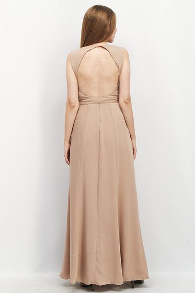 Maya Deluxe Women Plain Maxi Party Dress, Taupe Blush