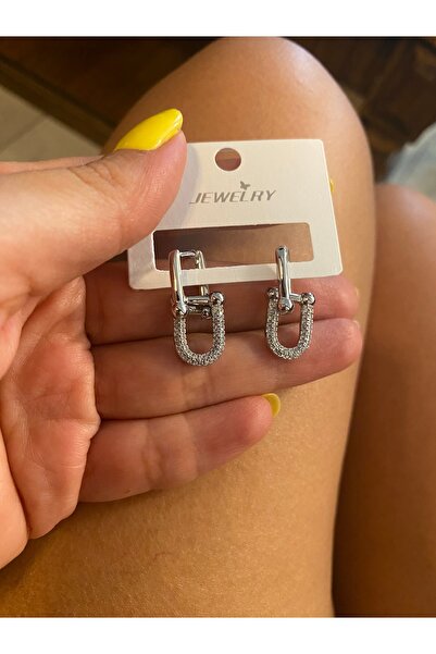 DESİGN إكسسوارات الأخت أقراط تيفاني موديل فضي اللون