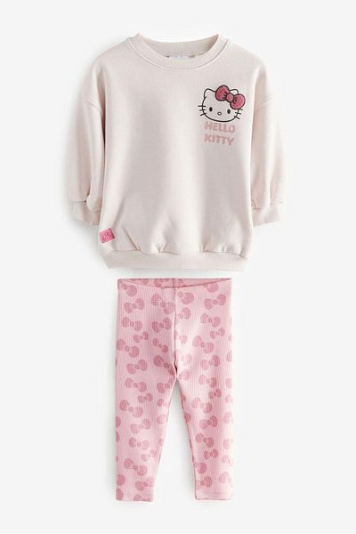 Magu Girls' Cotton Powder Sweatshirt and Patterned Leggings Set – Bow Design