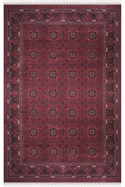 Apex Halı Burj 8731 Bordo Afgan Desenli Viskon 170 Tarak Dokuma Sıklığı Özel Tezgah Üst Kalite Halı