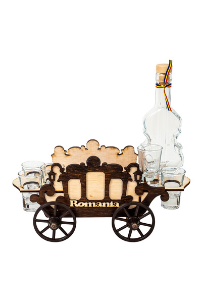 Poro Online Set of 6 Shot Glasses with Stand, Cart Model