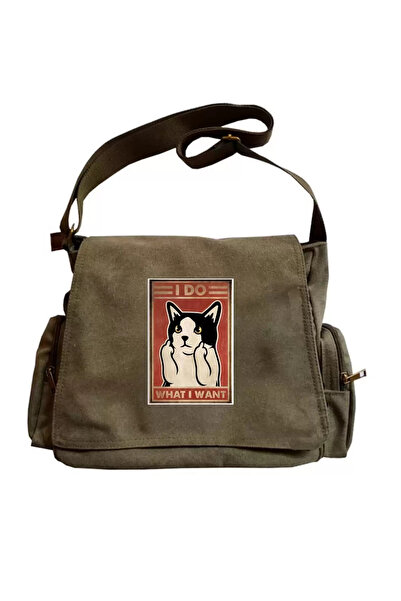 Gofeel حقيبة ماسنجر للجنسين مطبوعة بطبعة Cat Seriouse