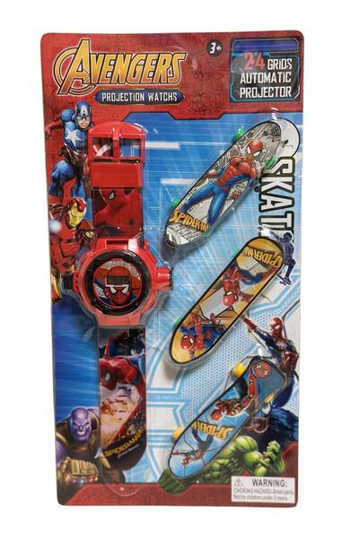 Pofika Örümcek Adam Projeksiyonlu Dijital Çocuk Saati Duvara Yansıtmalı+Üç Ad...