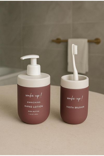 decovien DOZATOR DE SABUN LIQUID DE STICLA 2 BUC. SI SUPORT PENTRU PERIA DE DENTI
