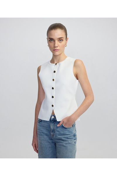 MISS IPEKYOL Kontrast düğmeli triko yelek